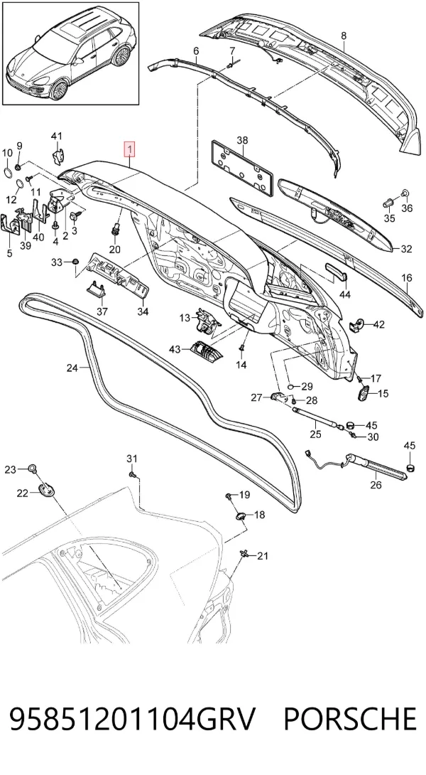 Tapa maletero Porsche Cayenne II