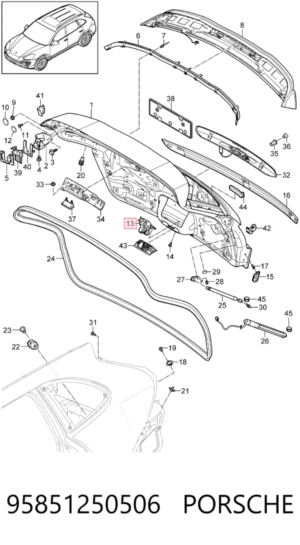 Cerradura de maletero 95851250506 Porsche
