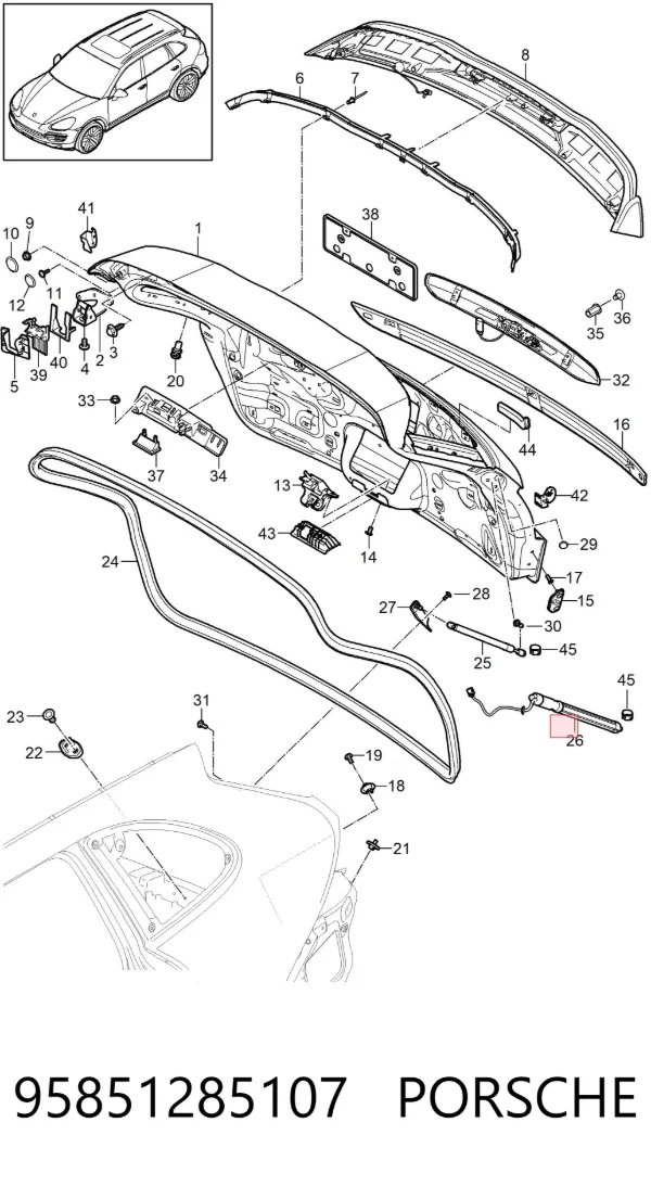 Amortiguador maletero 95851285107 Porsche