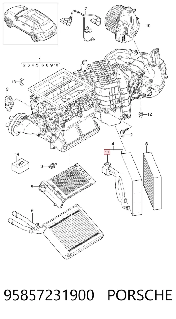 Válvula TRV del aire acondicionado 95857231900 Porsche