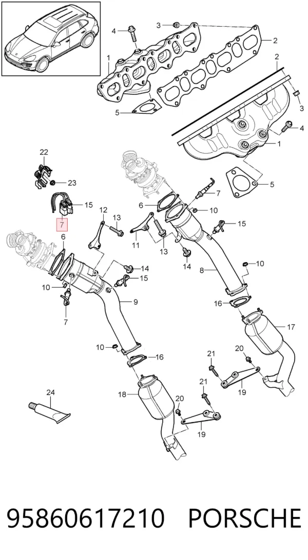 Sensor de oxígeno previo al catalizador 95860617210 Porsche