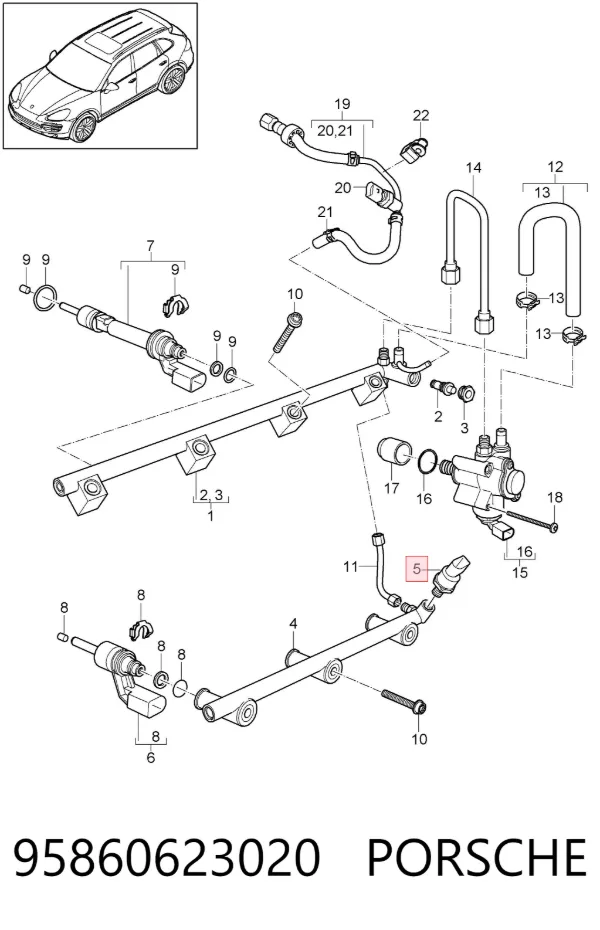 Sensor de presión de combustible 95860623020 Porsche