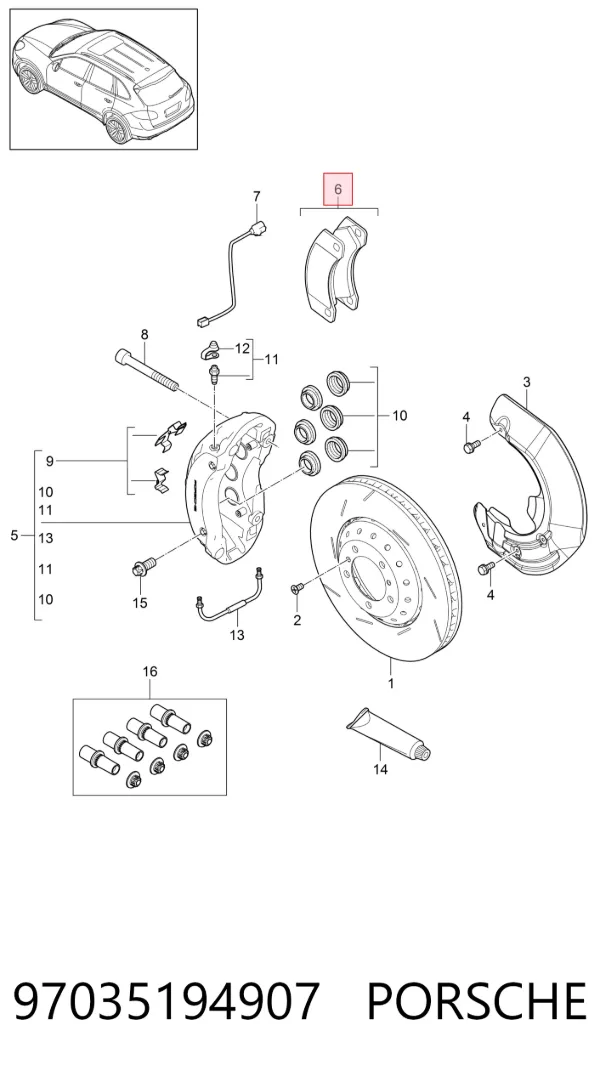 Pastillas de freno 97035194907 Porsche