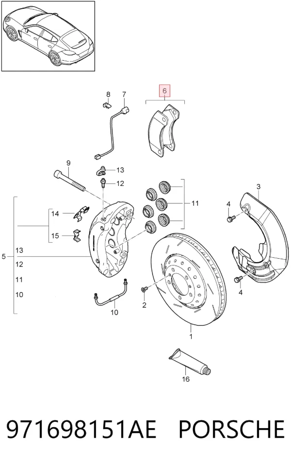 Pastillas de freno 971698151AE Porsche