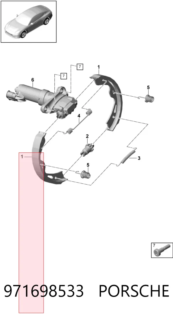 Zapatas de freno de mano 971698533 Porsche