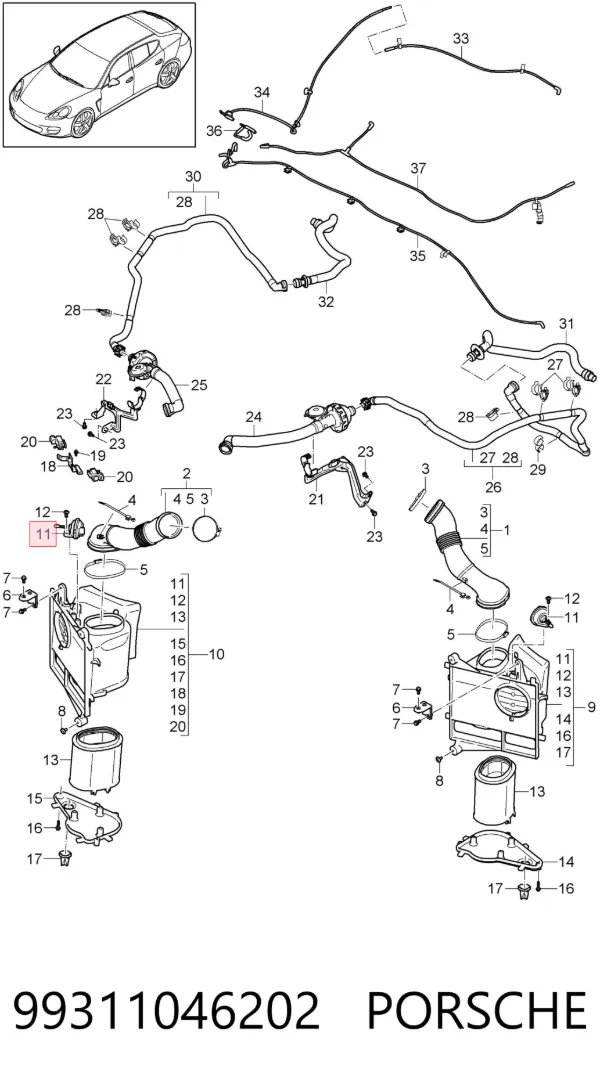 Cuerpo de mariposa 99311046202 Porsche
