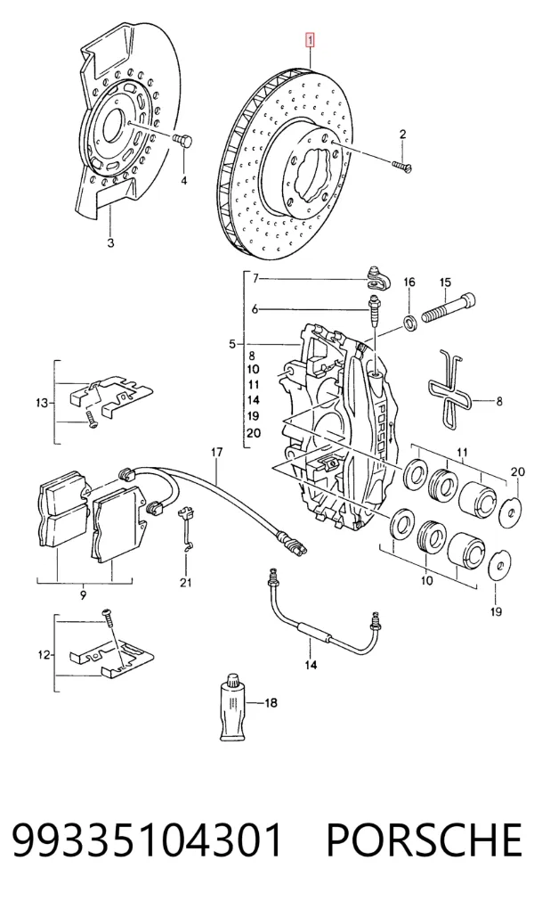 Disco de freno 99335104301 Porsche