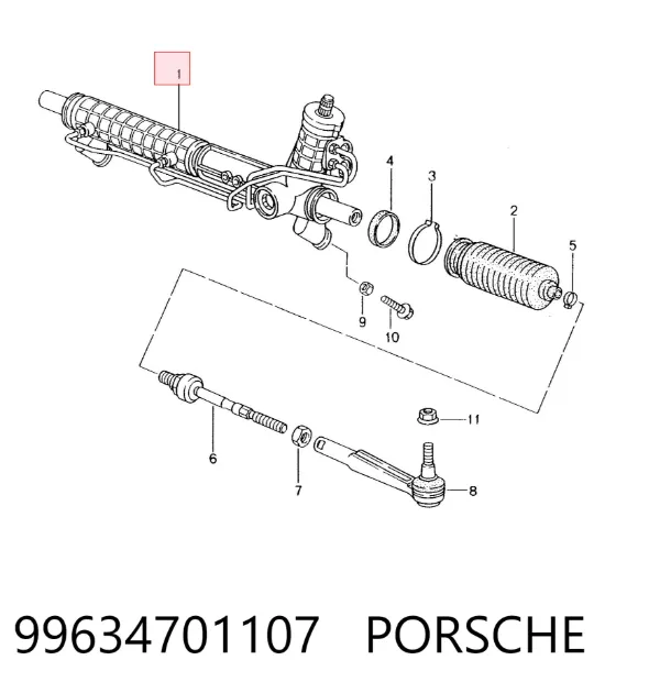 Cremallera de dirección 99634701107 Porsche