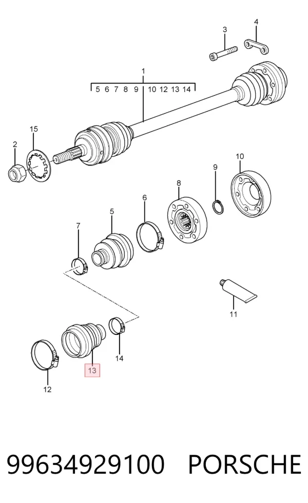 Fuelle de palier delantero exterior 99634929100 Porsche