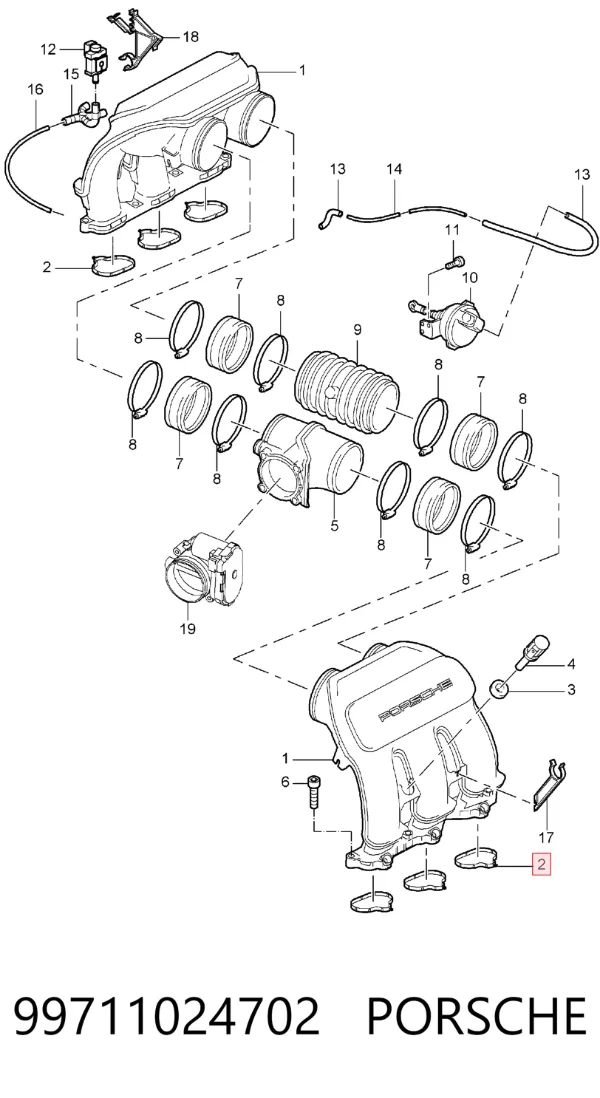 Junta de colector de admisión Porsche 911 Targa