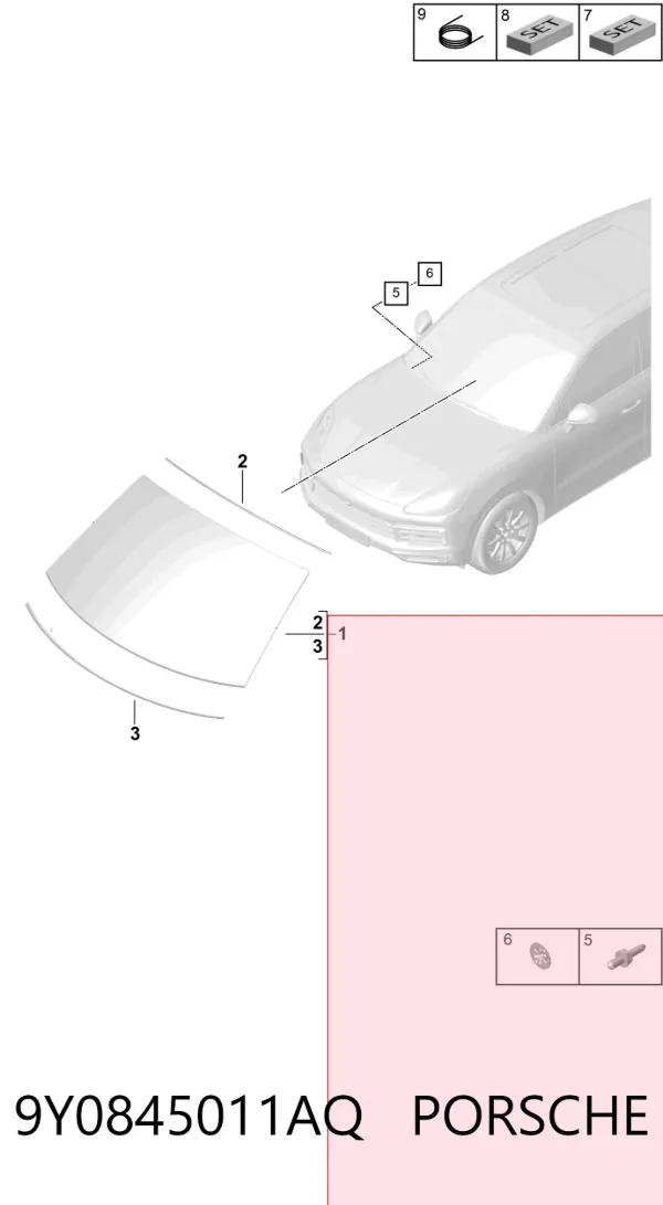 Parabrisas 9Y0845011AQ Porsche