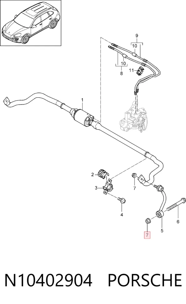 Tuerca del perno de fijación del brazo delantero inferior N10402904 Porsche