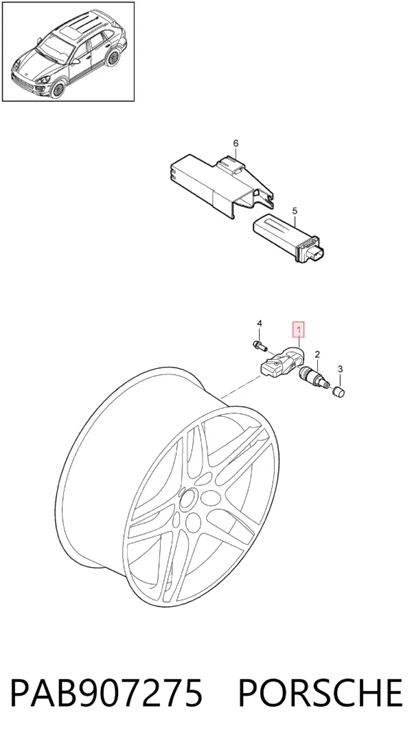 Sensor de presión de neumáticos PAB907275 Porsche