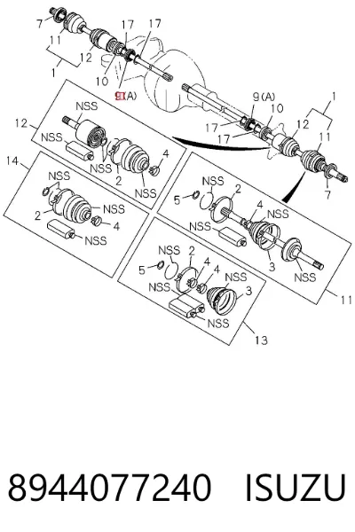 Cojinete del semieje delantero ISUZU 8944077240
