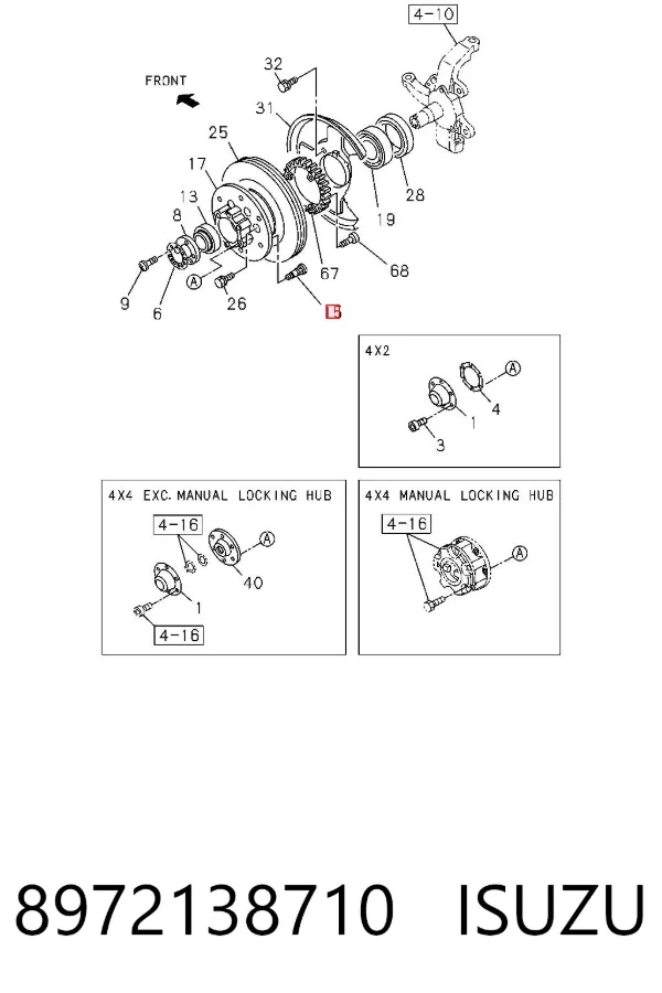 Perno de cubo 8972138710 Isuzu