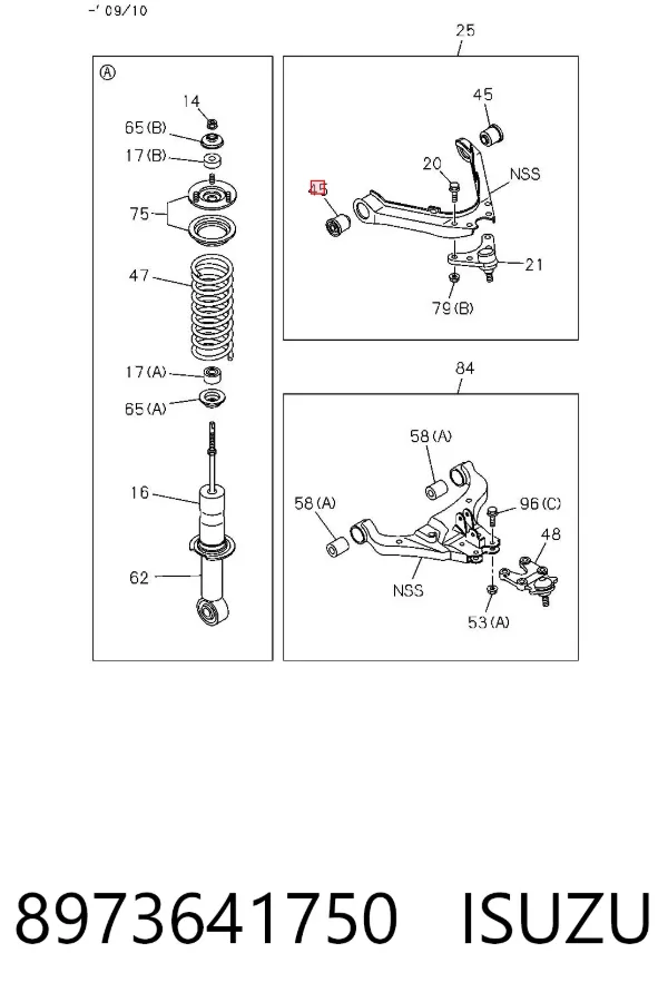 Silentblock del brazo de suspensión 8973641750 Isuzu