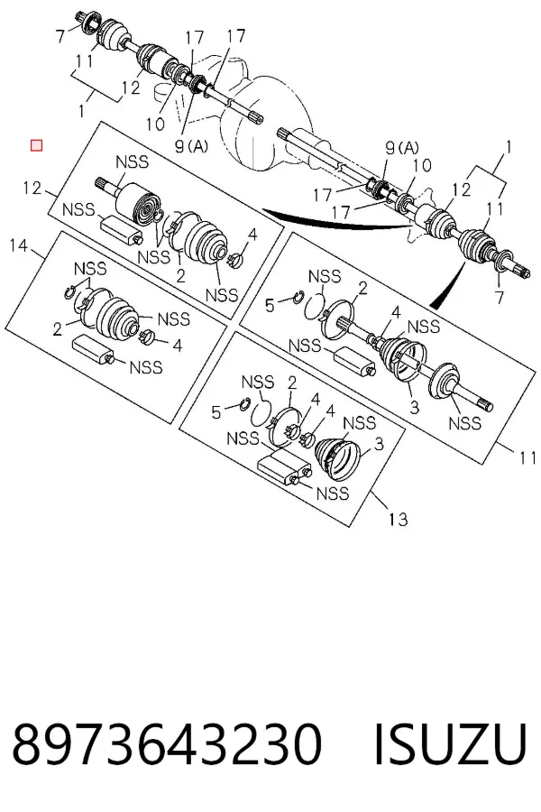 Fuelle de guía de pinza de freno delantero 8973643230 Isuzu