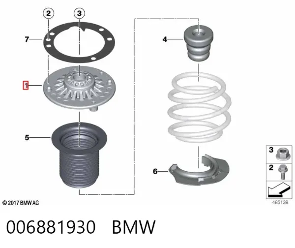 Soporte del amortiguador delantero 006881930 BMW