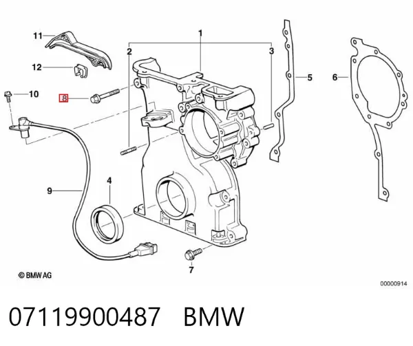 Perno de fijación del brazo inferior delantero 07119900487 BMW