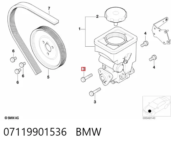 Perno de fijación del brazo inferior delantero 07119901536 BMW
