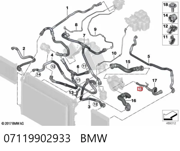 Perno de fijación del brazo inferior delantero 07119902933 BMW