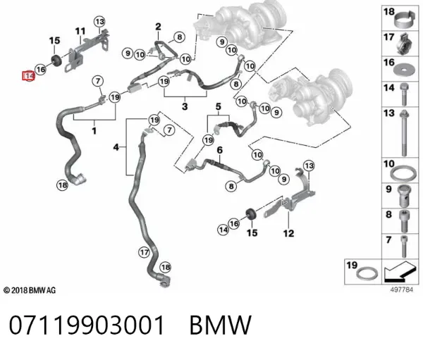Perno de fijación del brazo inferior delantero 07119903001 BMW