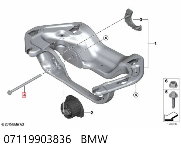 Perno de fijación del brazo inferior delantero 07119903836 BMW