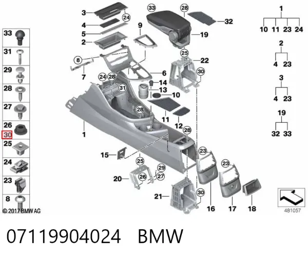 Tornillo (tuerca) de sujeción 07119904024 BMW