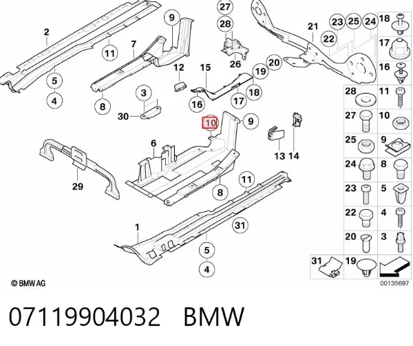 Tuerca de fijación del tubo de escape 07119904032 BMW