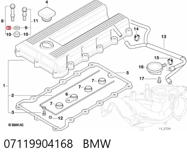 Arandela superior del inyector 07119904168 BMW