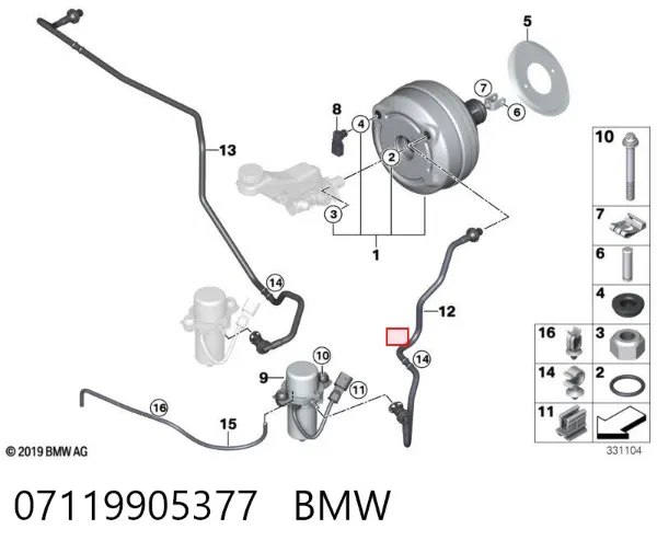 Perno de fijación del brazo inferior delantero 07119905377 BMW