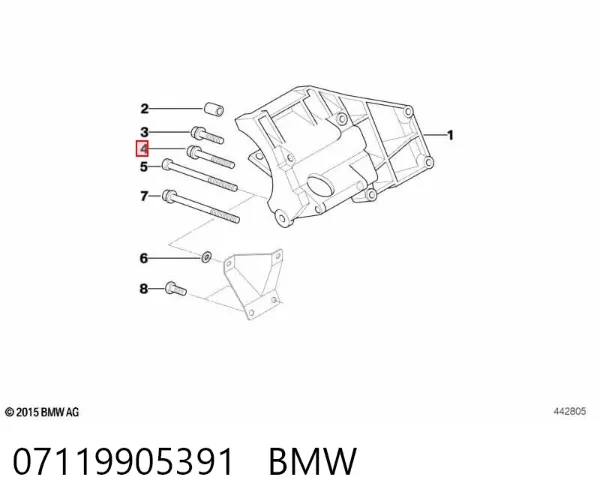 Perno de fijación del brazo inferior delantero 07119905391 BMW