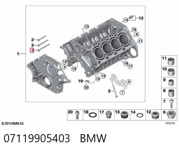 Perno de fijación del brazo inferior delantero 07119905403 BMW