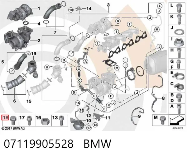 Perno de fijación del brazo inferior delantero 07119905528 BMW