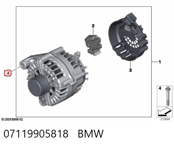 Perno de fijación del brazo inferior delantero 07119905818 BMW