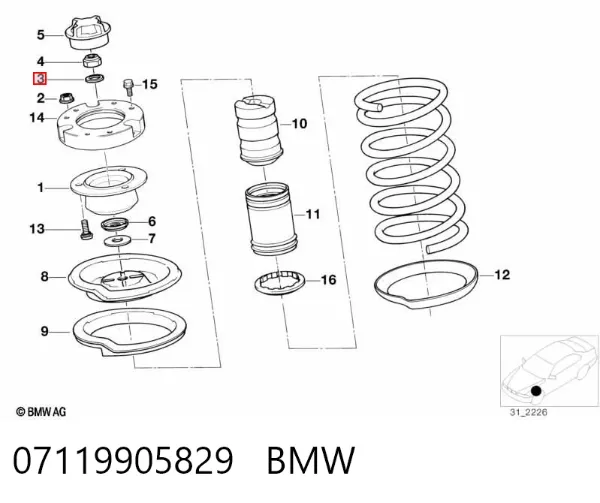 Arandela superior del inyector 07119905829 BMW