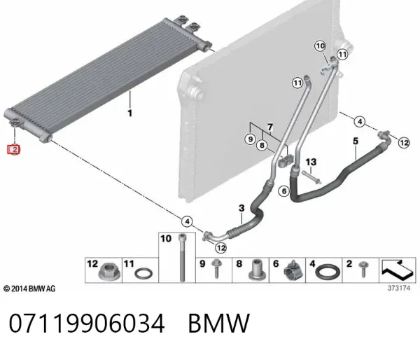 Perno de fijación del brazo inferior delantero 07119906034 BMW
