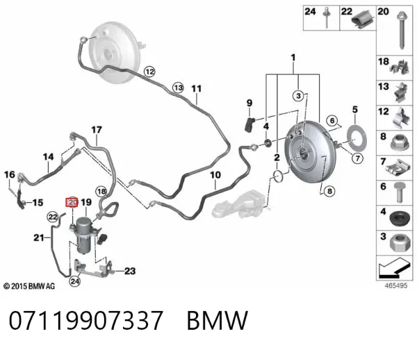 Perno de fijación del brazo inferior delantero 07119907337 BMW