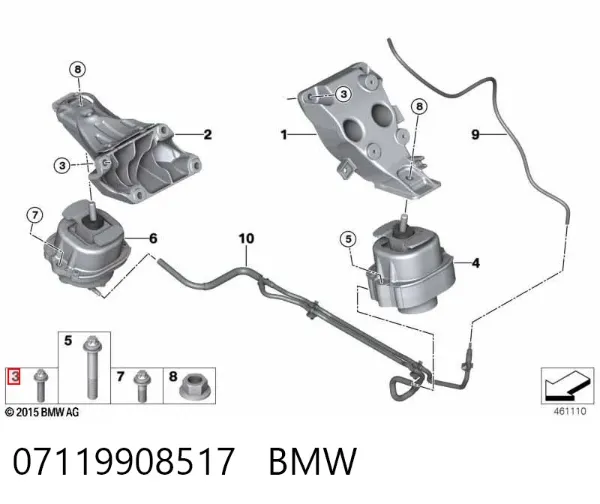 Perno del soporte del motor 07119908517 BMW