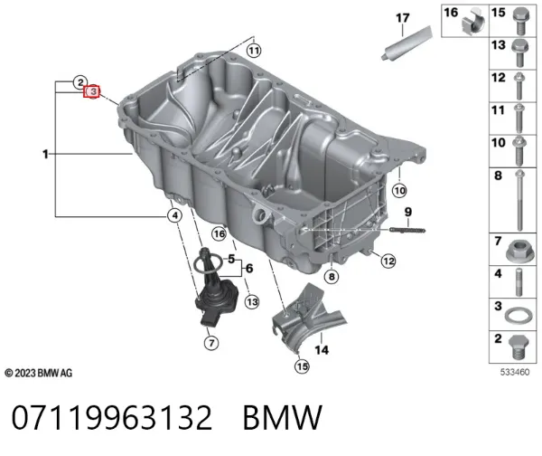 Junta del tapón del cárter de aceite 07119963132 BMW