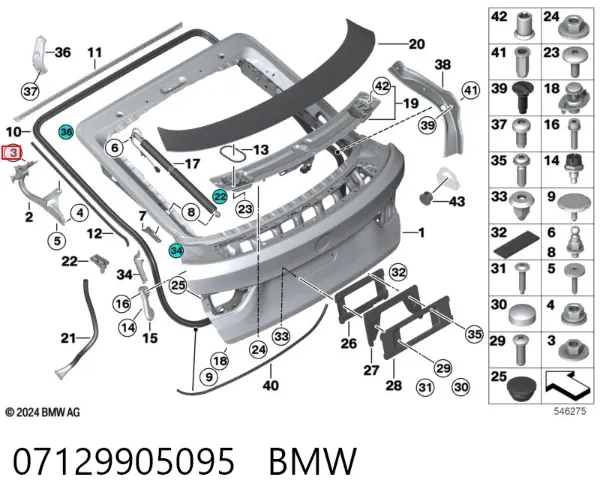 Tuerca de fijación del tubo de escape 07129905095 BMW