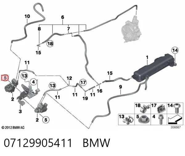 Tuerca de fijación del tubo de escape 07129905411 BMW