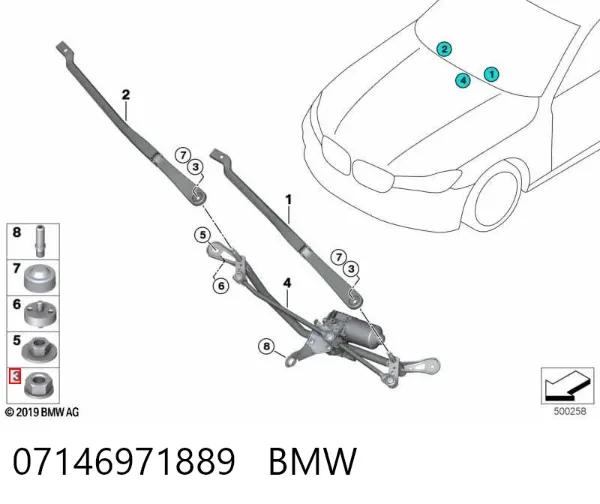 Tuerca de fijación del tubo de escape 07146971889 BMW