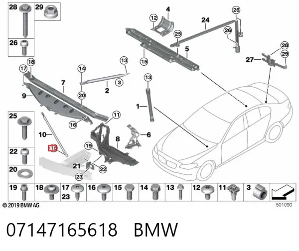 Perno de fijación del brazo inferior delantero 07147165618 BMW