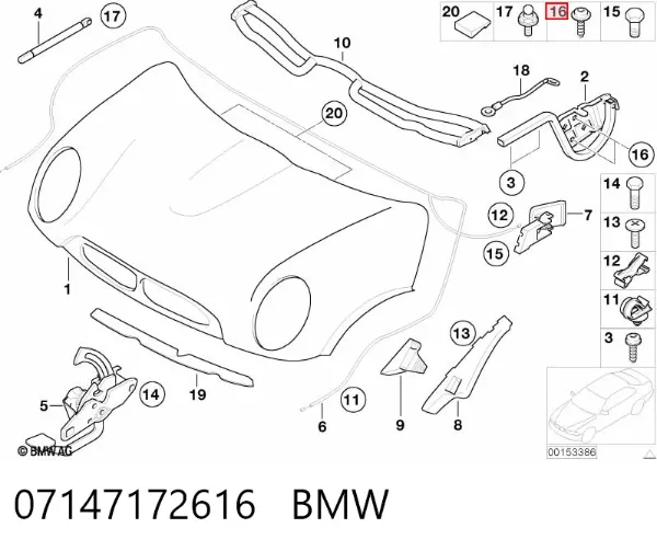 Perno de fijación del brazo inferior delantero 07147172616 BMW