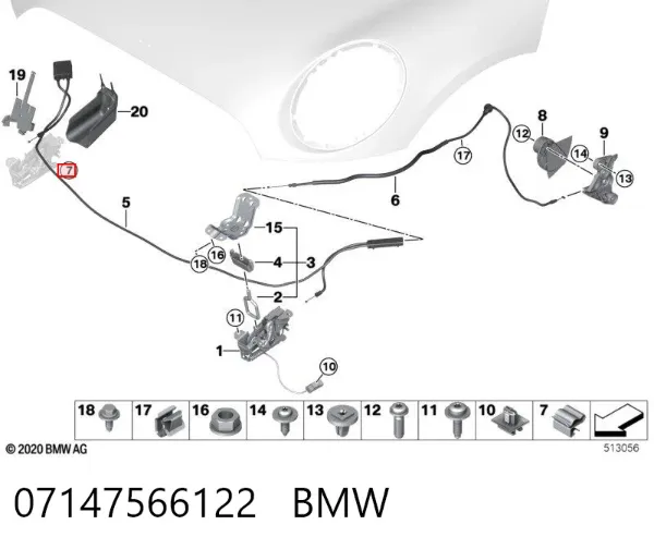 Clip de fijación del guardabarros delantero 07147566122 BMW