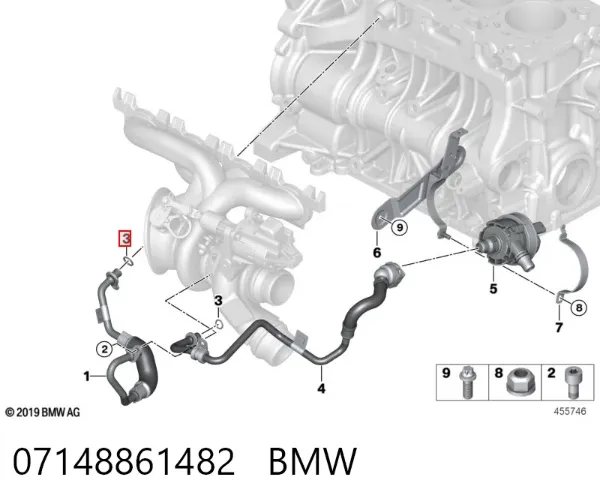 Anillo de estanqueidad del sistema de refrigeración 07148861482 BMW