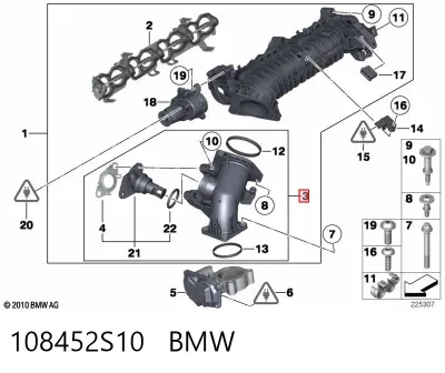 Tubo de admisión del cuerpo de mariposa BMW 108452S10