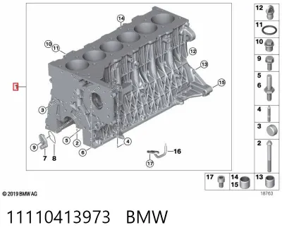 Bloque de cilindros del motor BMW 11110413973