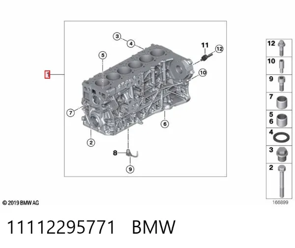 Bloque de cilindros del motor 11112295771 BMW